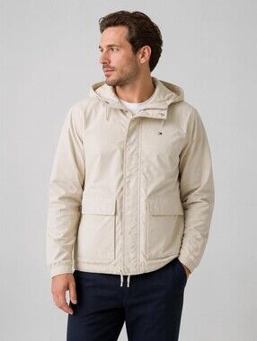 Tommy Hilfiger Medium The Packable Men’s Cream Hooded Windbreaker Jacket
